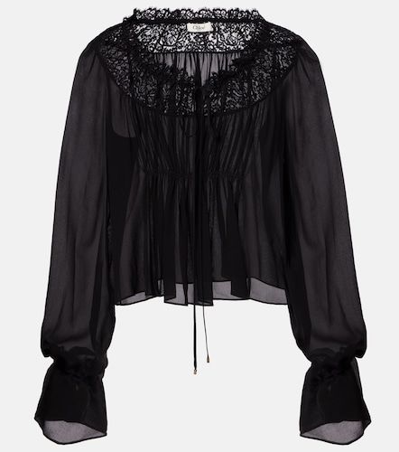 Chloé Blusa de georgette de seda fruncida - Chloe - Modalova