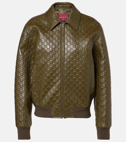 Chaqueta bomber de piel con GG - Gucci - Modalova