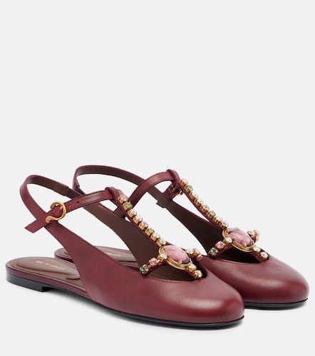 Embellished leather slingback flats - Etro - Modalova