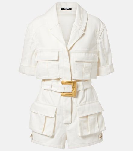 Balmain Belted denim romper - Balmain - Modalova