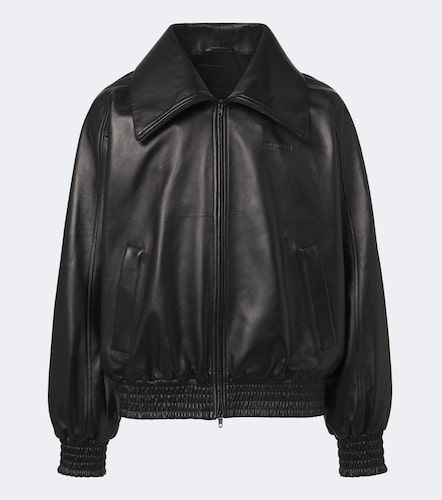 Chaqueta bomber de piel con logo - Balenciaga - Modalova