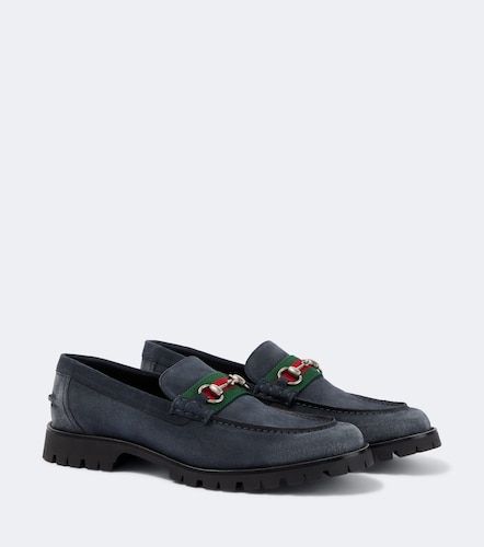 Mocasines de ante con Horsebit y Web - Gucci - Modalova
