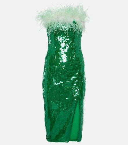 Feather-trimmed sequined midi dress - Self-Portrait - Modalova