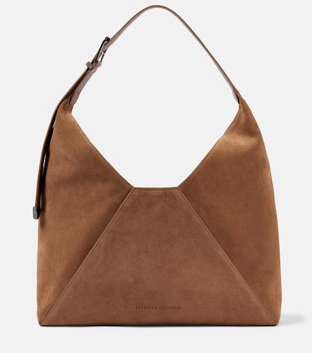 Large paneled suede shoulder bag - Brunello Cucinelli - Modalova