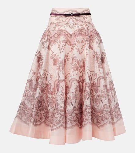 Crush Flared linen and silk midi skirt - Zimmermann - Modalova