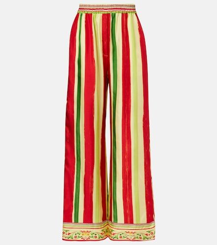 Pantaloni palazzo a vita alta in seta a righe - Dolce&Gabbana - Modalova