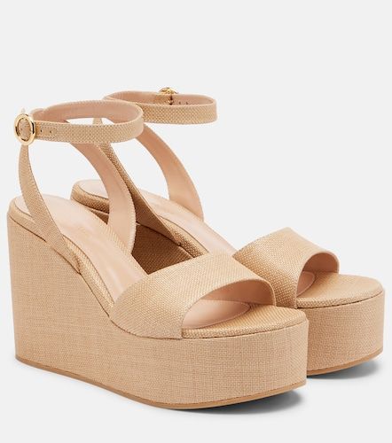 Virginie raffia platform wedge sandals - Gianvito Rossi - Modalova