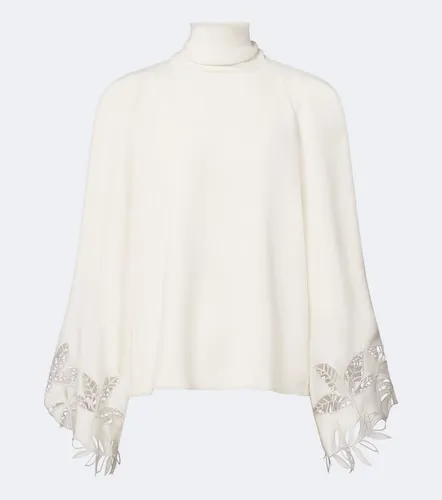 Embroidered silk-blend georgette blouse - Oscar de la Renta - Modalova