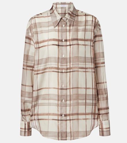 Camicia in seta a quadri - Brunello Cucinelli - Modalova