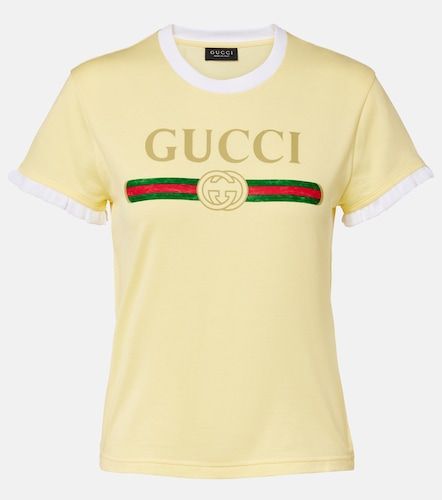 Camiseta de jersey de algodón con logo - Gucci - Modalova