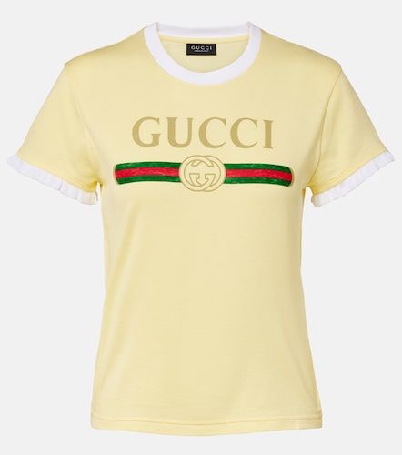 Camiseta de jersey de algodón con logo - Gucci - Modalova