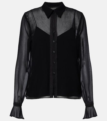 Camisa de georgette de seda con encaje - Gucci - Modalova