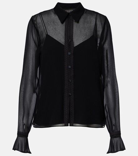 Camisa de georgette de seda con encaje - Gucci - Modalova