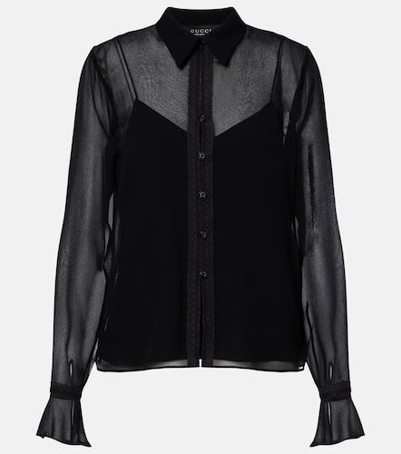 Hemd aus Seiden-Georgette mit Spitze - Gucci - Modalova