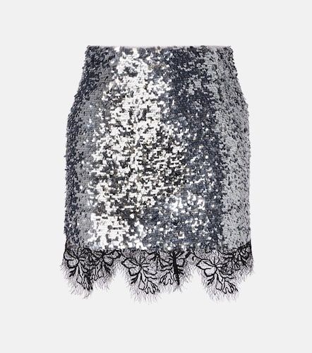 Minigonna con paillettes e pizzo - Jacques Wei - Modalova