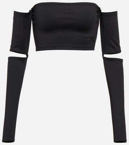 Jersey crop top with cutout sleeves - MM6 Maison Margiela - Modalova