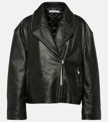 Giacca biker distressed in pelle - Acne Studios - Modalova