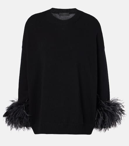 Feather-trimmed virgin wool sweater - Valentino - Modalova