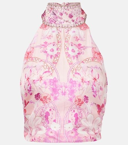 Top de seda estampado adornado - Camilla - Modalova