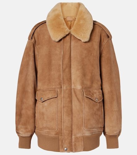 Shearling-trimmed suede jacket - Prada - Modalova