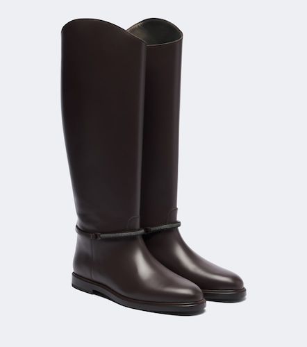 Monili leather knee-high boots - Brunello Cucinelli - Modalova