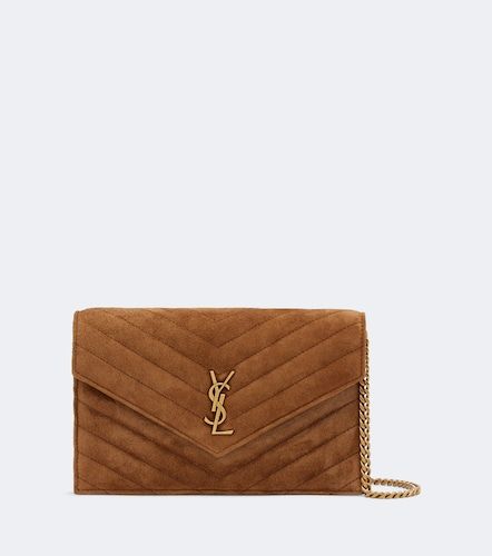 Cassandre Mini suede wallet on chain - Saint Laurent - Modalova