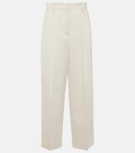 High-rise silk and cotton wide-leg pants - Toteme - Modalova