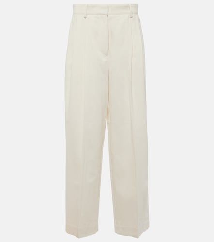 Pantaloni a gamba larga e vita alta in seta e cotone - Toteme - Modalova