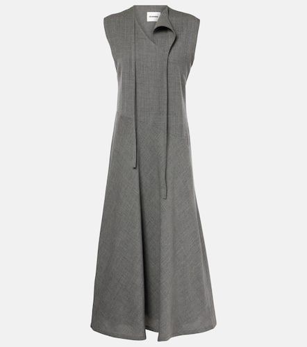 Tie-neck virgin wool canvas midi dress - Jil Sander - Modalova