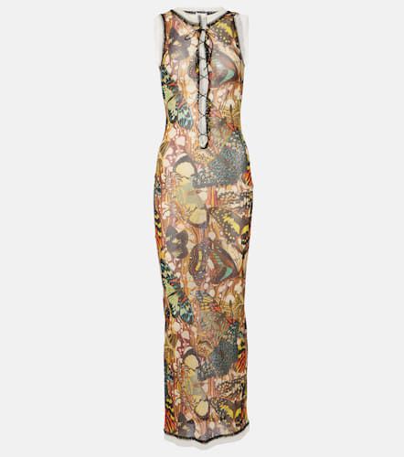 Printed lace-trimmed mesh maxi dress - Jean Paul Gaultier - Modalova