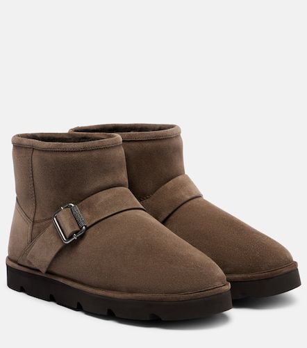 Shearling-lined suede ankle boots - Brunello Cucinelli - Modalova