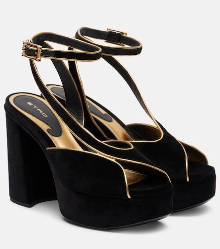 Asymmetrical velvet platform sandals - Etro - Modalova