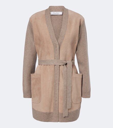 Cardigan in lana e cashmere con suede - Max Mara - Modalova