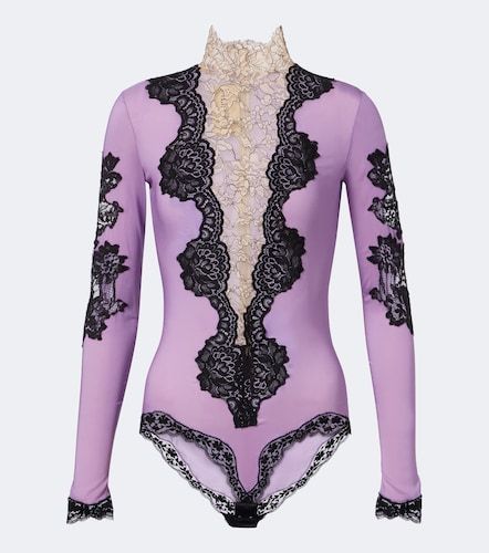Body a collo alto con pizzo - Valentino - Modalova