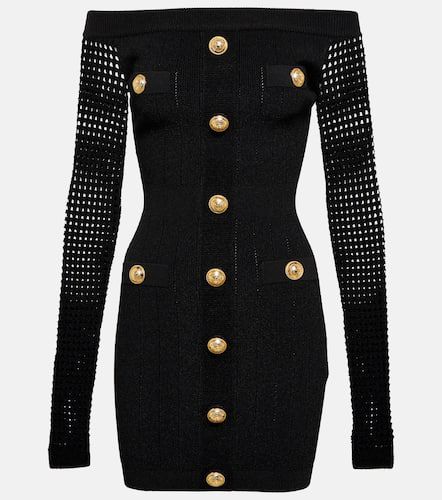 Vestido corto con hombros descubiertos - Balmain - Modalova