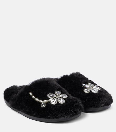 Embellished faux shearling slippers - Simone Rocha - Modalova