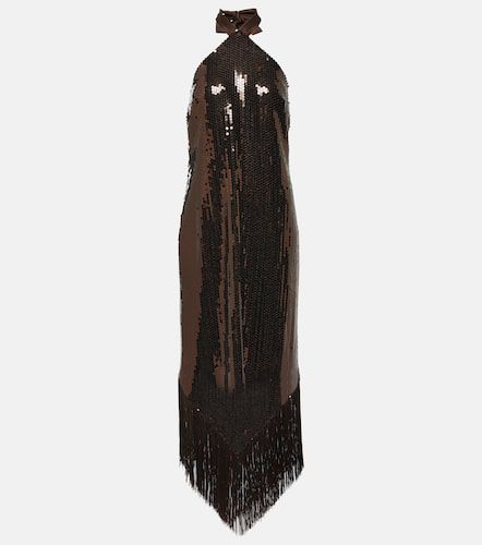 Nina fringed halterneck crÃªpe midi dress - Taller Marmo - Modalova