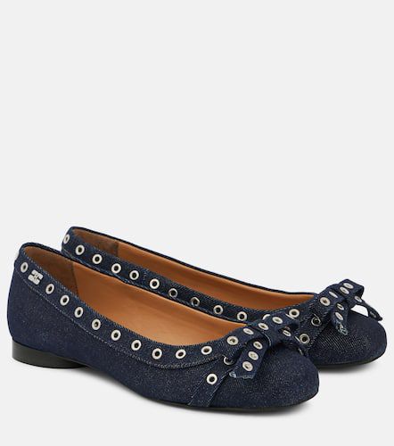 Embellished denim ballet flats - Ganni - Modalova