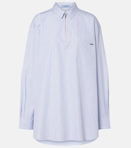 Chevron striped oversized cotton shirt - Prada - Modalova