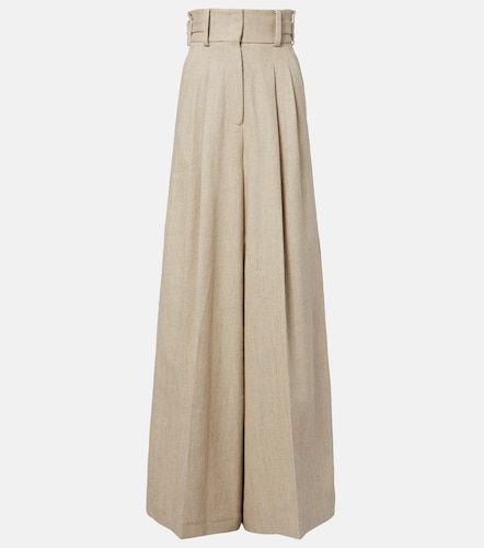 Pantaloni a gamba larga in lino e cotone - Elie Saab - Modalova