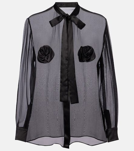 Camicia in seta con applicazioni floreali - Dolce&Gabbana - Modalova