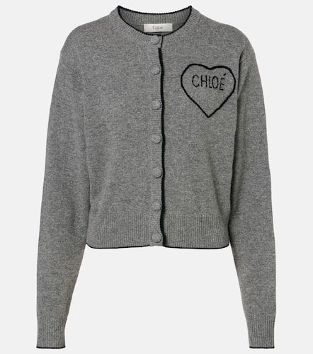 Logo wool and cashmere cardigan - Chloe - Modalova