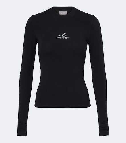 T-shirt in jersey di misto cotone con logo - Balenciaga - Modalova