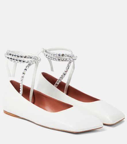 Ane embellished leather ballet flats - Amina Muaddi - Modalova