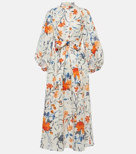 Erdem Abito midi in lino con stampa - Erdem - Modalova