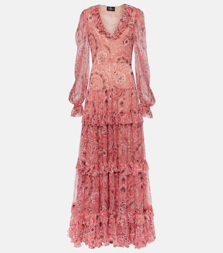 Ruffled tiered paisley silk gown - Etro - Modalova