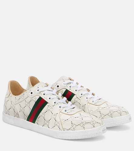 Stretch GG Web Stripe leather sneakers - Gucci - Modalova