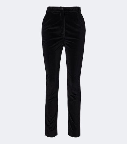 Pantaloni slim in velluto misto cotone e seta - Dolce&Gabbana - Modalova