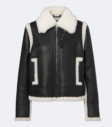 Shearling-trimmed leather jacket - Loewe - Modalova