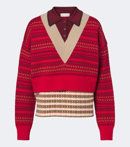 Pullover polo in misto lana jacquard - Dries Van Noten - Modalova